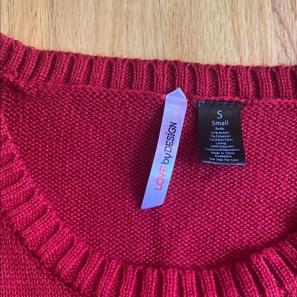 Love By Design Red and White Christmas Sweater - Picture 2 of 4